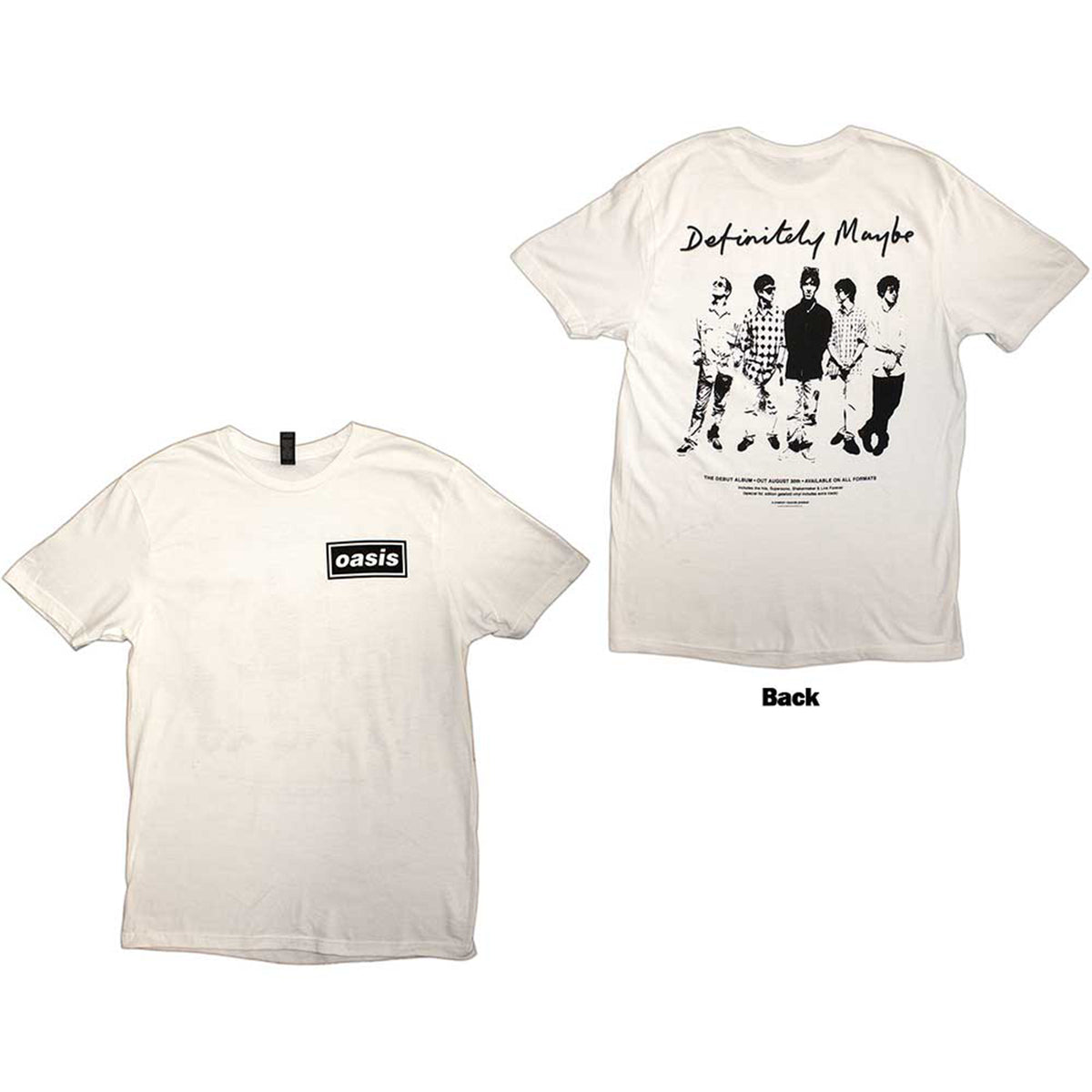 OASIS - DEFINITELY MAYBE PROMO - T-Shirt White (Back Print)
