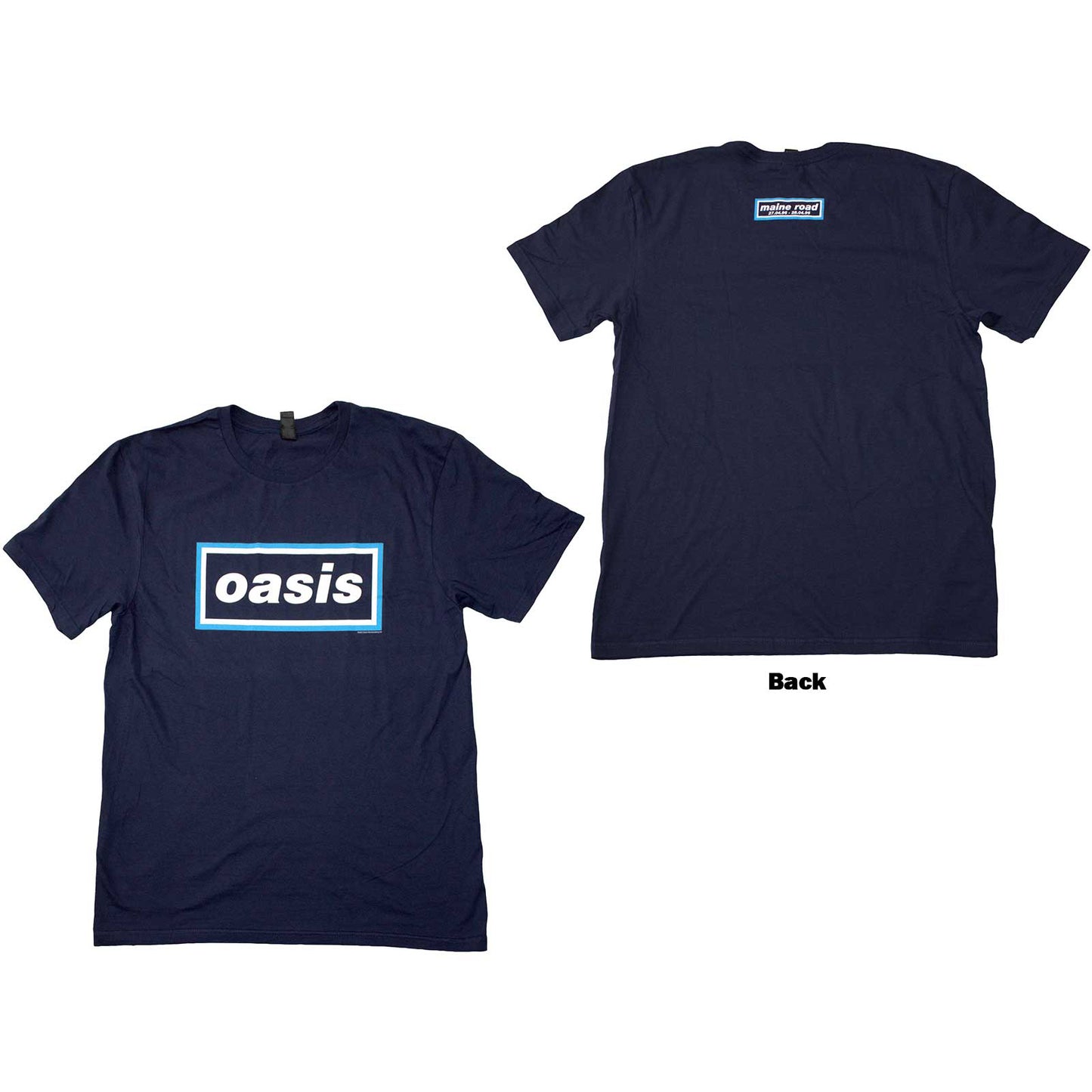 OASIS - MAINE ROAD EVENT LOGO - T-Shirt Blue (Back Print)