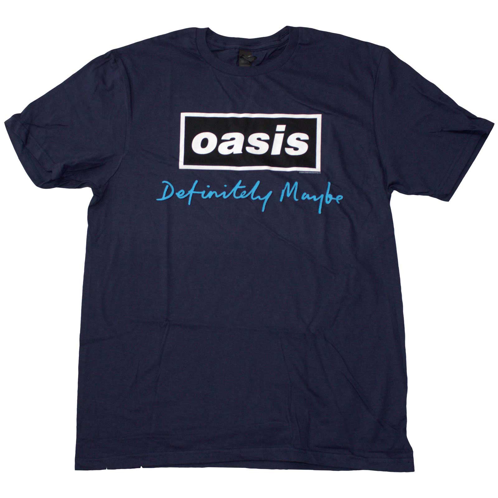 OASIS - DEFINITELY MAYBE TEXT LOGO - T-Shirt Blue