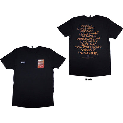 OASIS - DEFINITELY MAYBE AAA SETLIST - T-Shirt Black (Back Print)