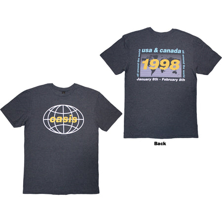 OASIS - 1998 WORLD TOUR - USA/CANADA - T-Shirt Blue (Back Print)