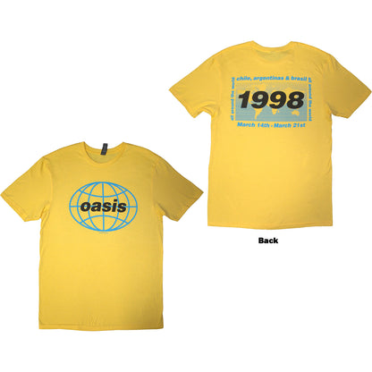 OASIS - 1998 WORLD TOUR - SOUTH AMERICA - T-Shirt Yellow (Back Print)