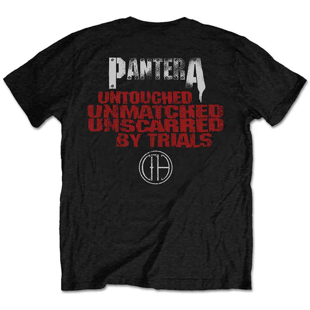 PANTERA - HORNED SKULL STENCIL - T-Shirt Black (Back Print)