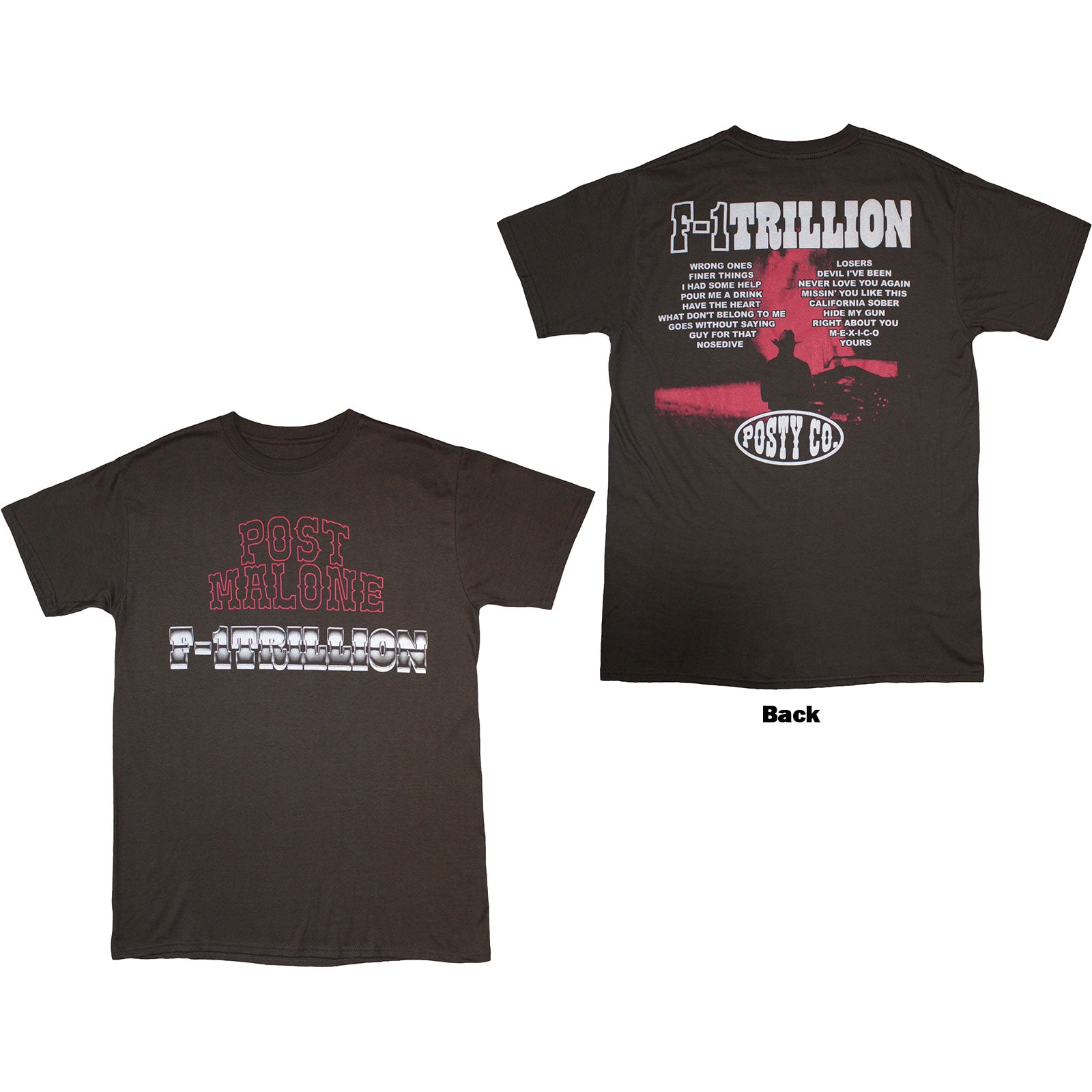 POST MALONE - F-1 TRILLION - T-Shirt Grey (Back Print)