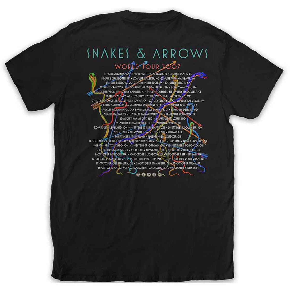 RUSH - SNAKES & ARROWS TOUR 2007 - T-Shirt Black (Back Print)