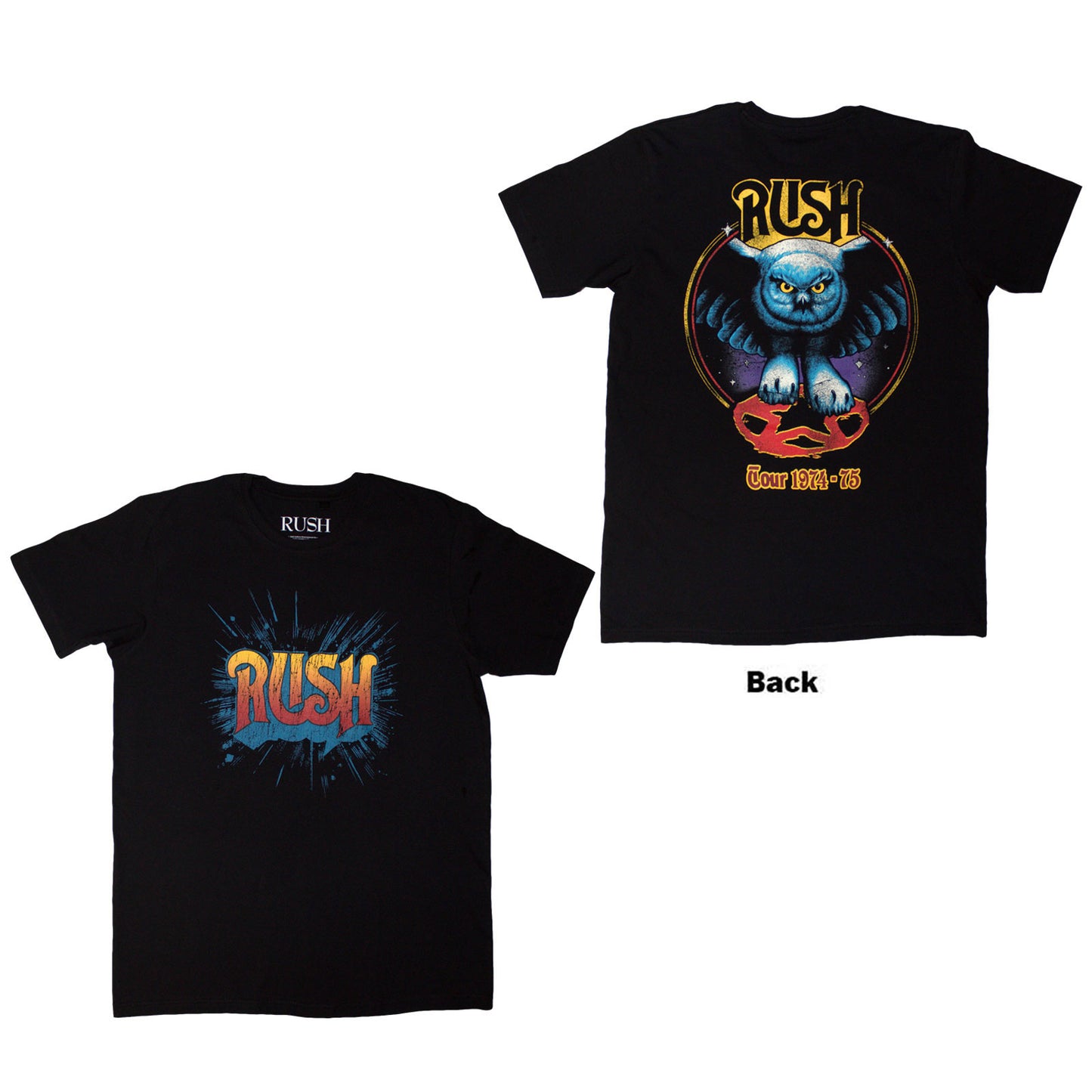 RUSH - TOUR '74-'75 - T-Shirt Black (Back Print)