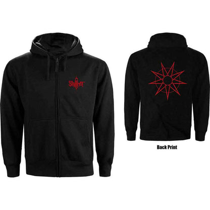 SLIPKNOT - 9 POINT STAR - Zipped Hoodie Black (Back Print)