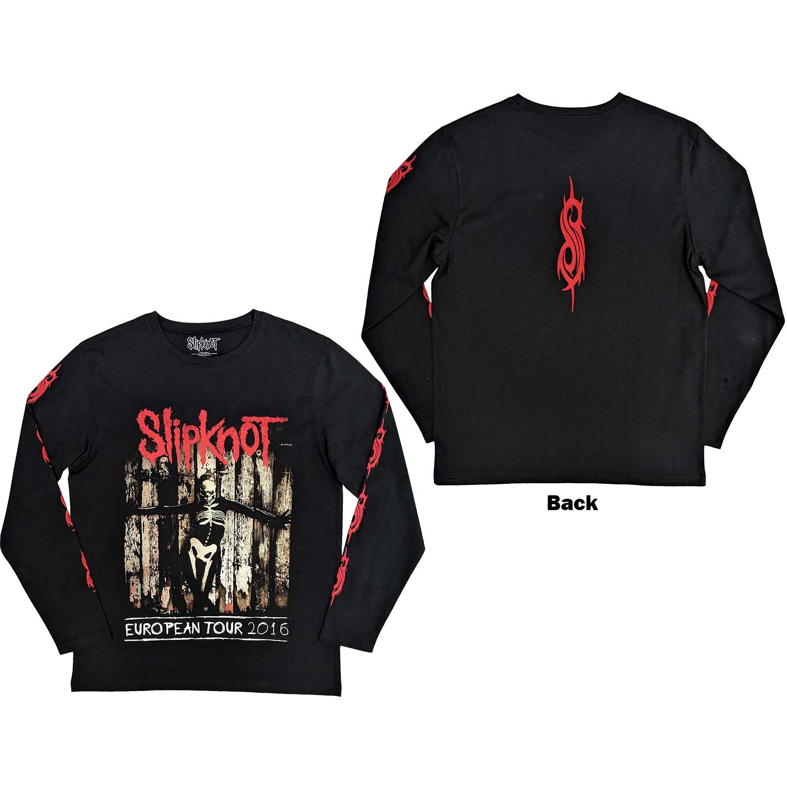 SLIPKNOT - SKELETON FLAG - Long Sleeve T-Shirt Black (Back & Sleeve Print)