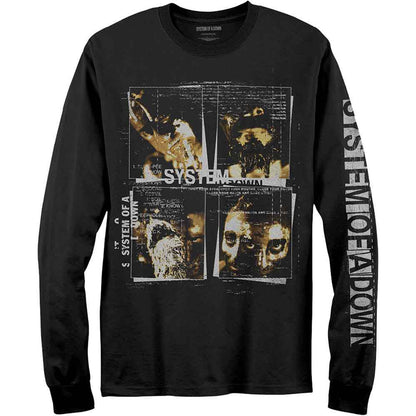 SYSTEM OF A DOWN - FACE BOXES - Long Sleeve T-Shirt Black (Sleeve Print)