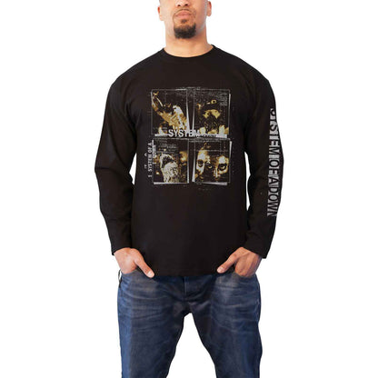 SYSTEM OF A DOWN - FACE BOXES - Long Sleeve T-Shirt Black (Sleeve Print)