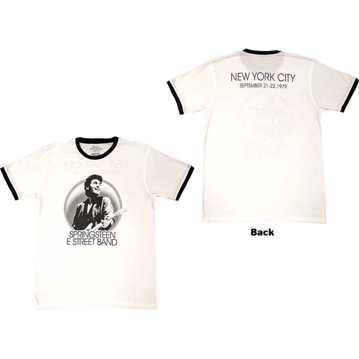 BRUCE SPRINGSTEEN - NYC - Ringer T-Shirt White (Back Print)