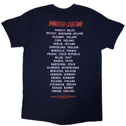 BRUCE SPRINGSTEEN - TOUR '24 GUITAR PHOTO - T-Shirt Blue (Back Print & Ex-Tour)