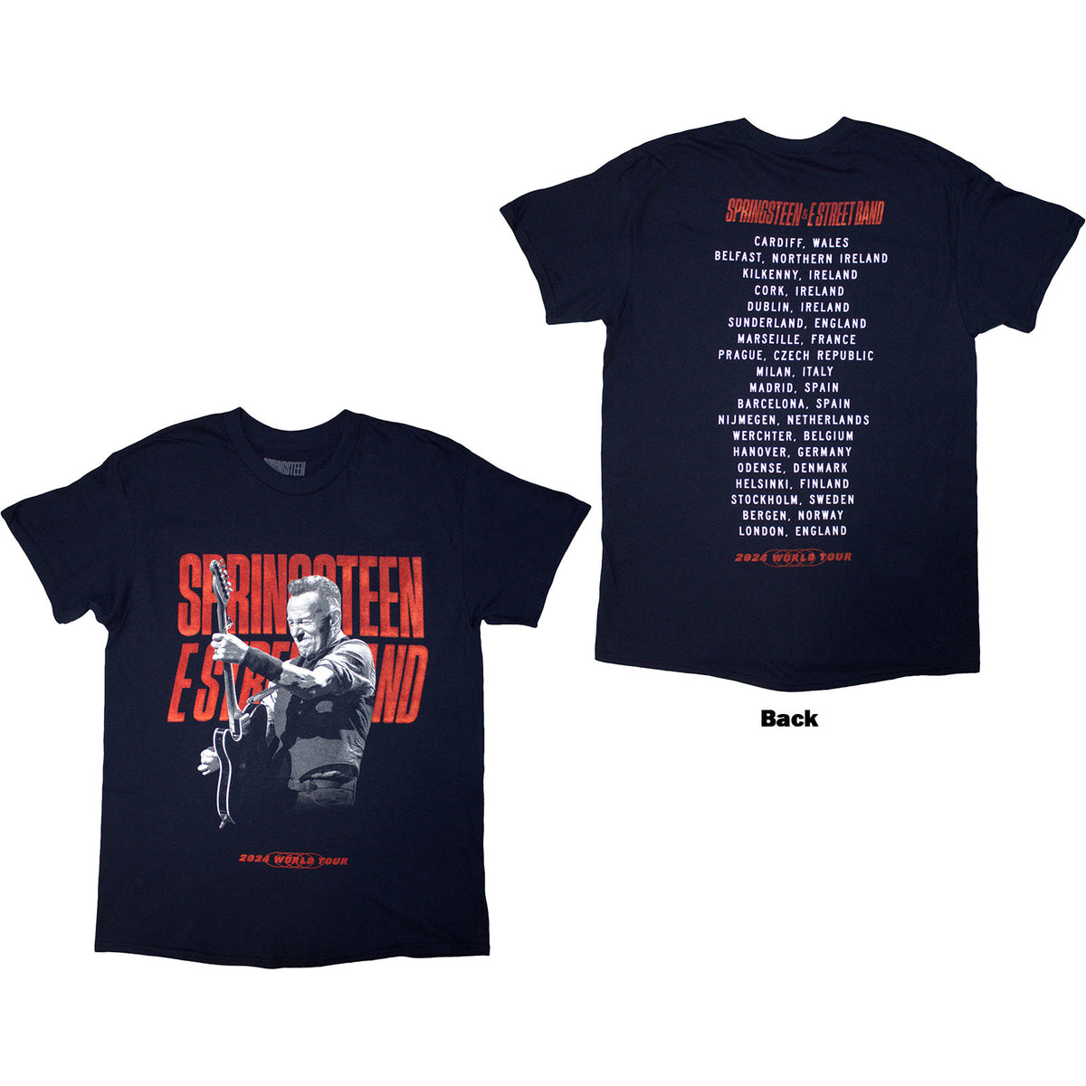 BRUCE SPRINGSTEEN - TOUR '24 GUITAR PHOTO - T-Shirt Blue (Back Print & Ex-Tour)
