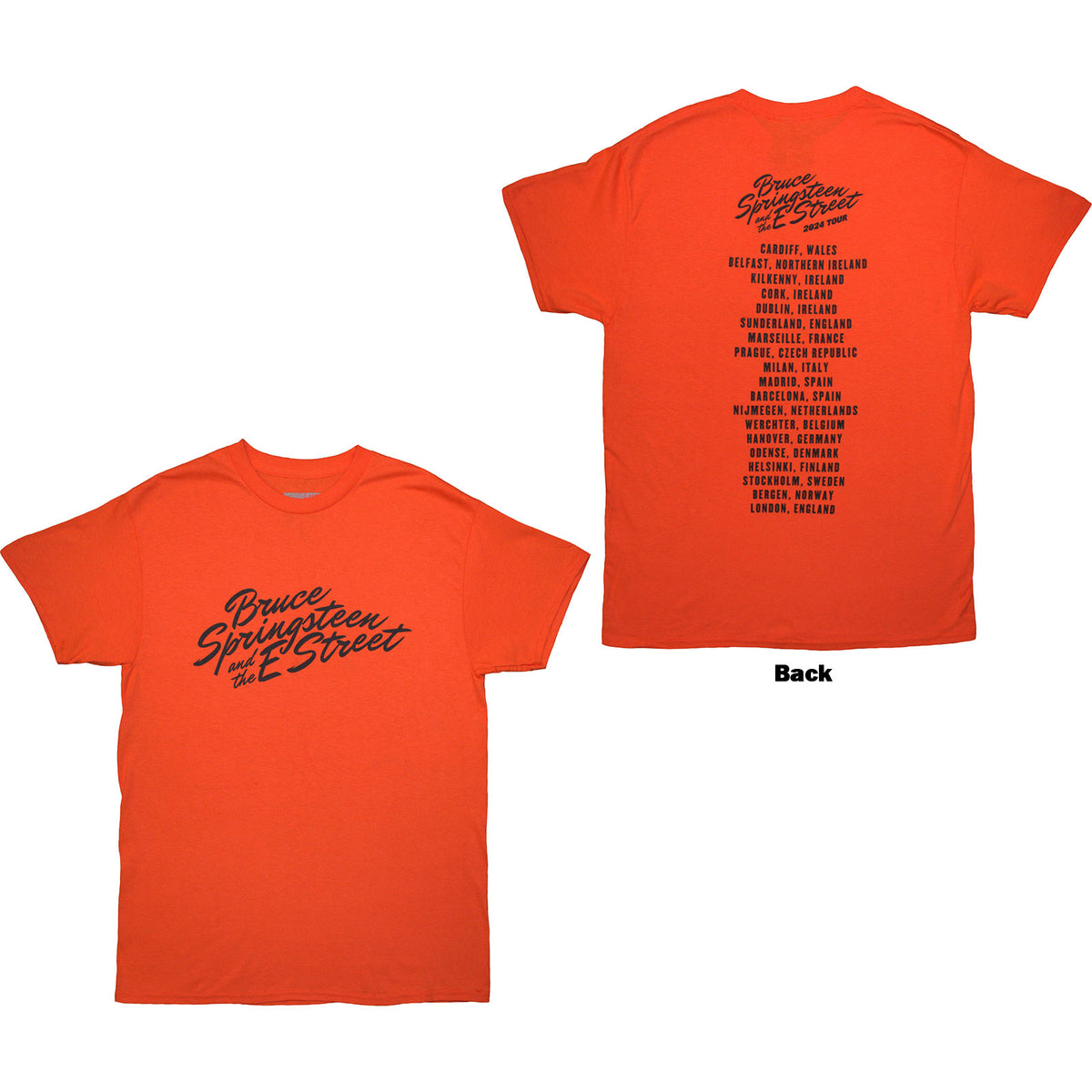 BRUCE SPRINGSTEEN - TOUR '24 RIVER FONT - T-Shirt Orange (Back Print & Ex-Tour)