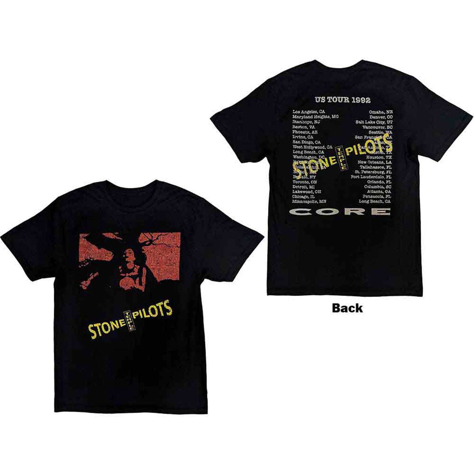 STONE TEMPLE PILOTS - CORE US TOUR '92 - T-Shirt Black (Back Print)