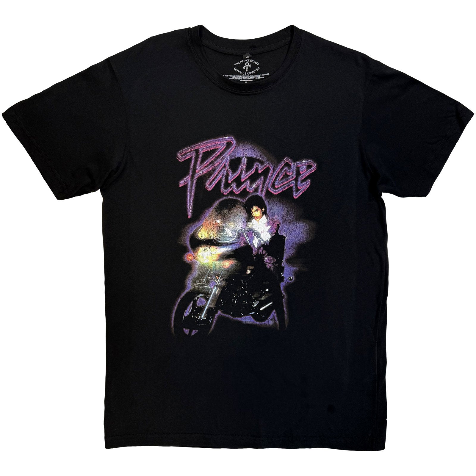 PRINCE - PURPLE RAIN LOGO OUTLINE - Carbon T-Shirt Black (Back Print)