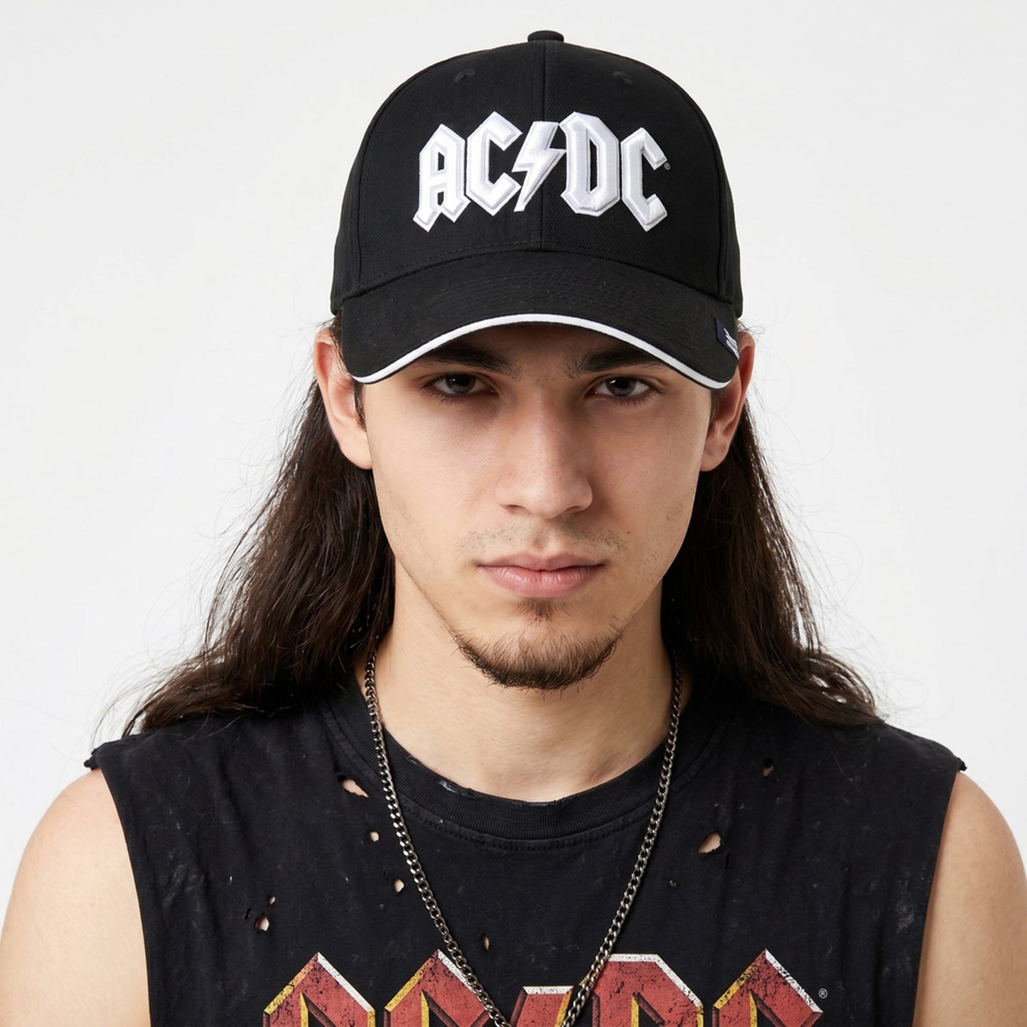 AC/DC - WHITE LOGO - Baseball Cap Black