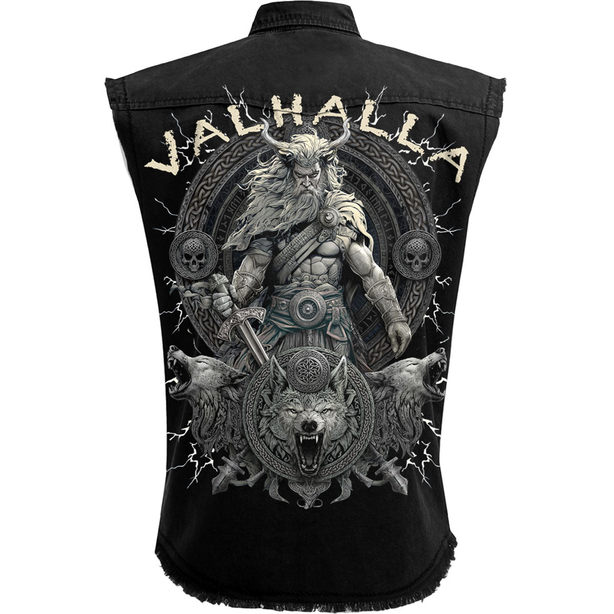 VALHALLA - Ärmelloser Stone Washed Worker Schwarz