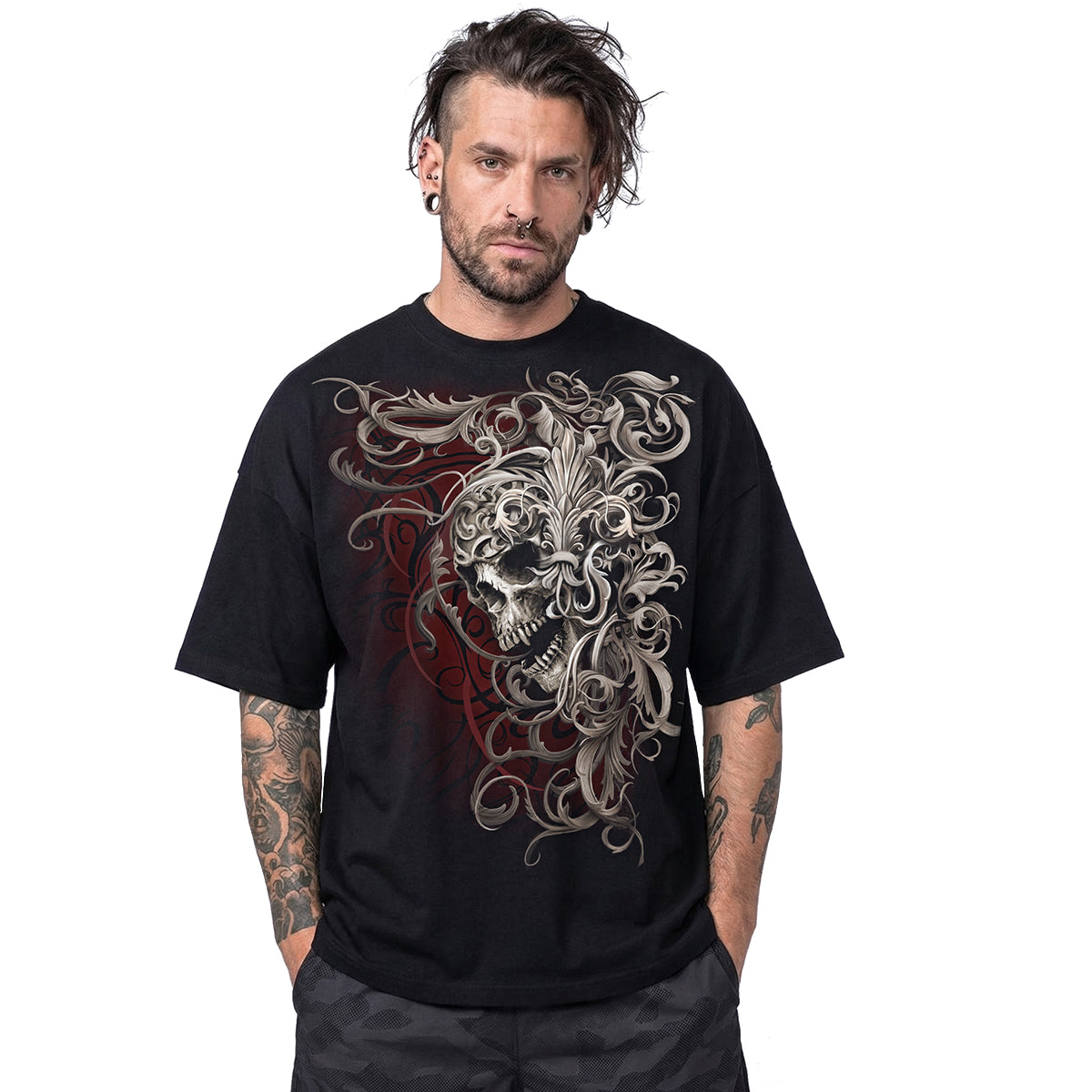 SKULL SHOULDER WRAP - Box T-Shirt Schwarz