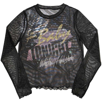 WHITNEY HOUSTON - I'M YOUR BABY - Ladies Long Sleeve Crop Top Black