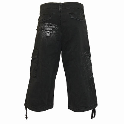 DEATH FOREVER - Vintage Cargo Shorts 3/4 lang Schwarz