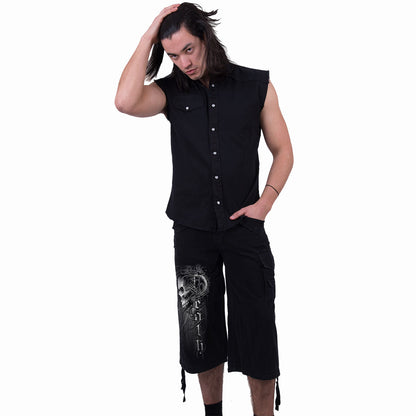 DEATH FOREVER - Vintage Cargo Shorts 3/4 lang Schwarz