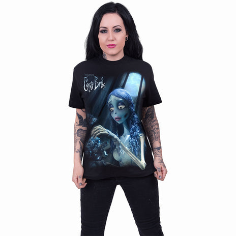 CORPSE BRIDE - GLOW IN THE DARK - Front Print T-Shirt Black