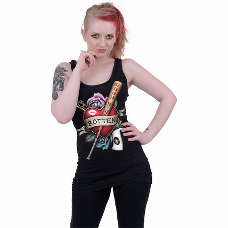 HARLEY QUINN - ROTTEN - Razor Back Top Schwarz