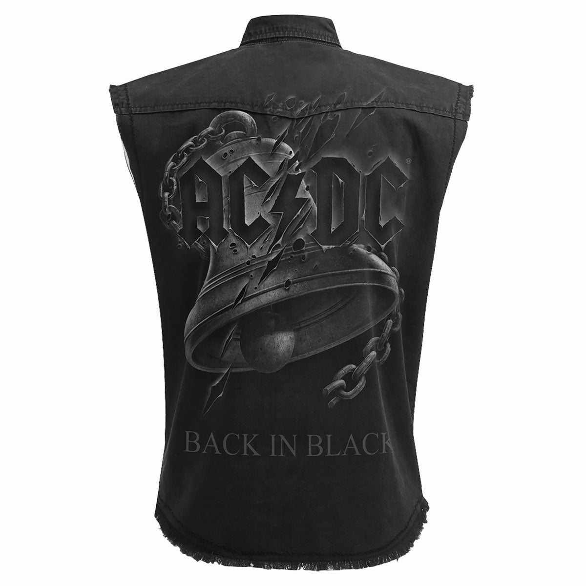 AC/DC - BACK IN BLACK TORN - Ärmelloser Stone Washed Worker Schwarz