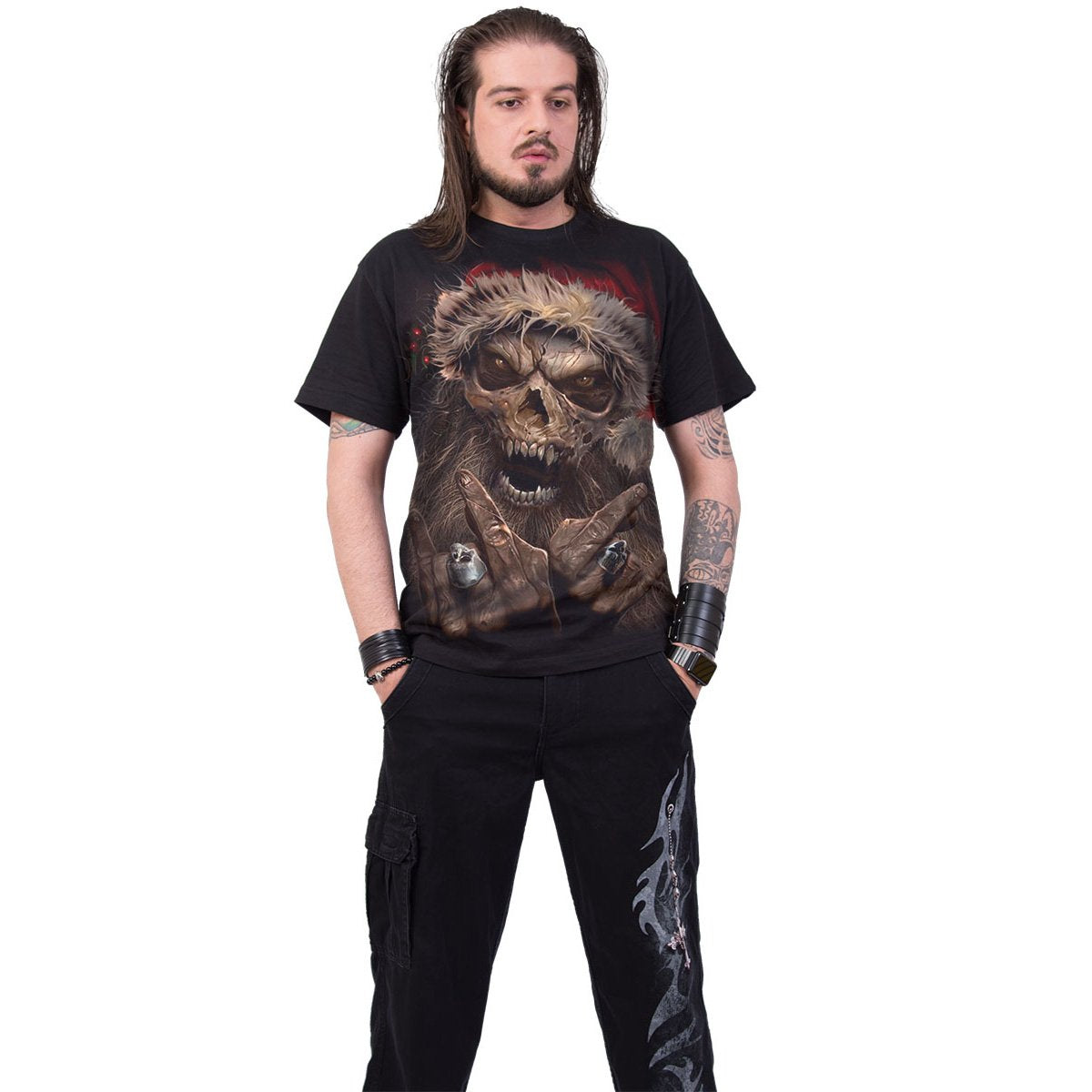 ROCK SANTA - T-Shirt Black - Spiral USA