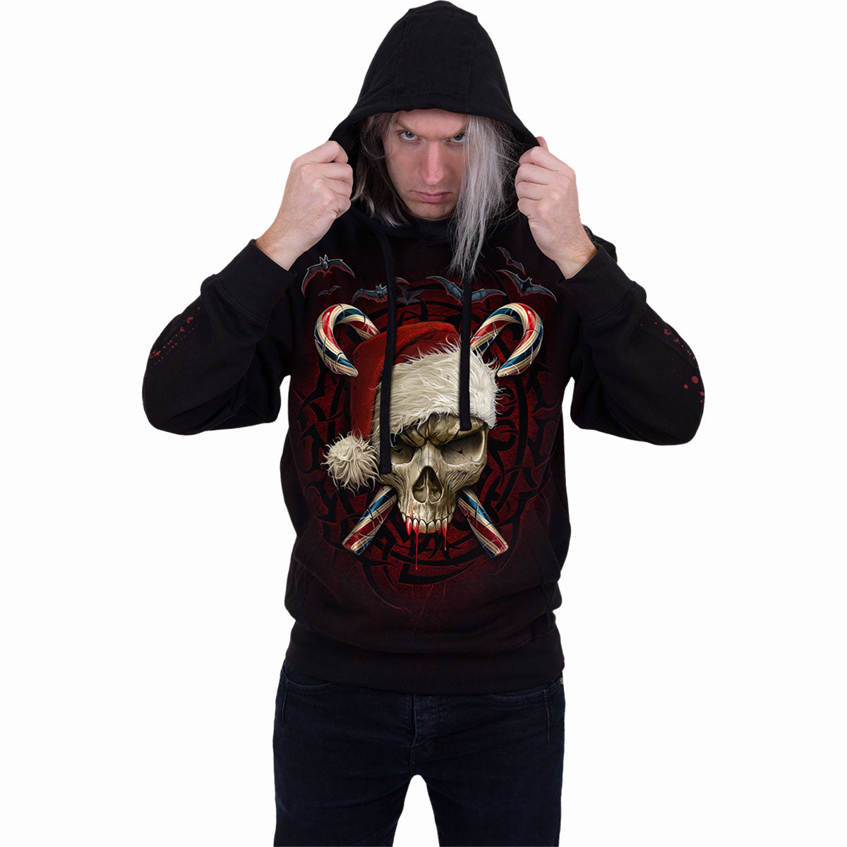 CANDY CANE SANTA - Hoody Schwarz