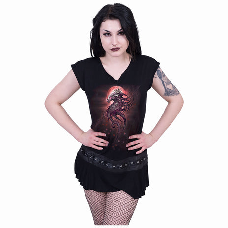 OAK DRAGON - Minikleid mit Nieten an der Taille Schwarz