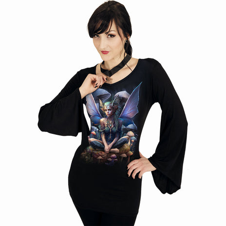MAGICAL - V-Ausschnitt Goth Sleeve Top Schwarz