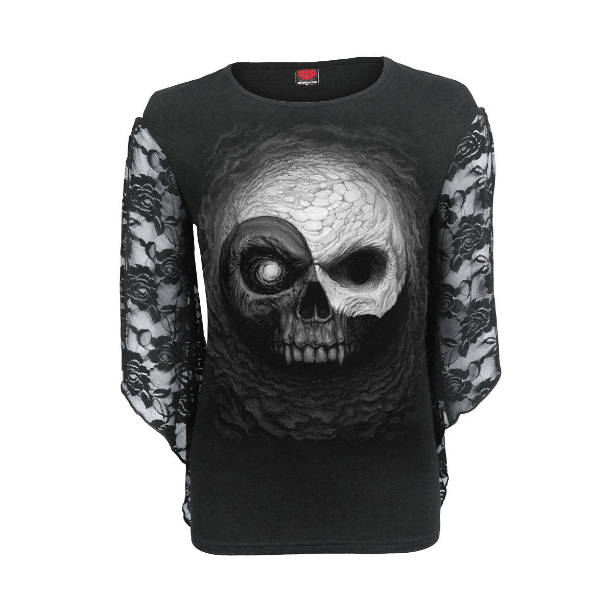 YIN YANG SKULLS - Rose Lace Sleeve Top - Spiral USA