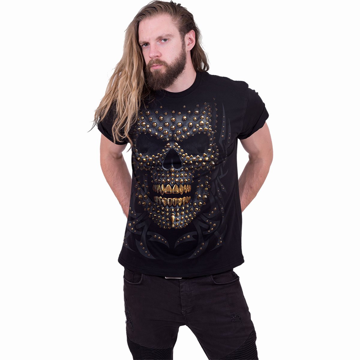 BLACK GOLD - Front Print T-Shirt Schwarz