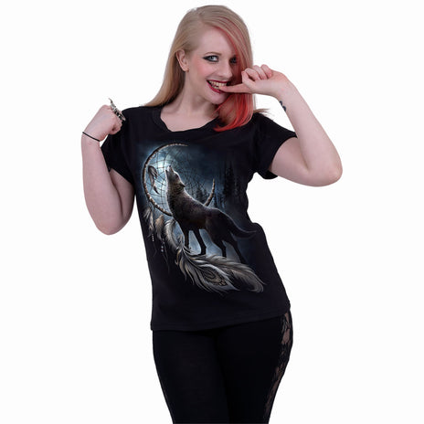 VON DARKNESS - Cap Sleeve Top mit Bootsausschnitt Schwarz