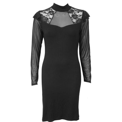 GOTHIC ELEGANCE - Lace Shoulder Corset Dress - Spiral USA