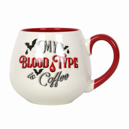 MY BLOOD TYPE IS COFFEE - Abgerundeter Becher Weiß