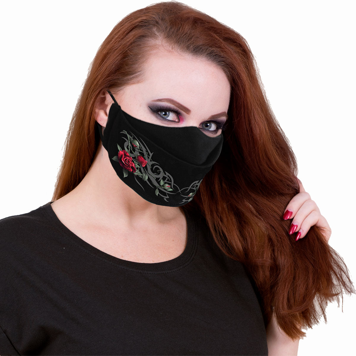 TRIBAL ROSE - Premium Cotton Fashion Maske mit Versteller