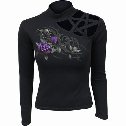 TRIBAL ROSE - Pentagram Shoulder Longsleeve Top