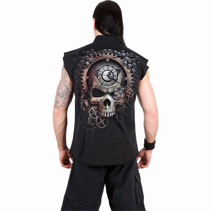 REAPER TIME - Sleeveless Stone Washed Worker Black