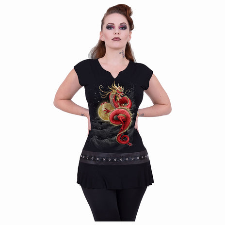 SHENLONG - Minikleid mit Nieten an der Taille Schwarz