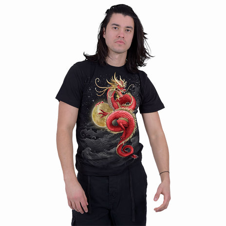 SHENLONG - Front Print T-Shirt Schwarz